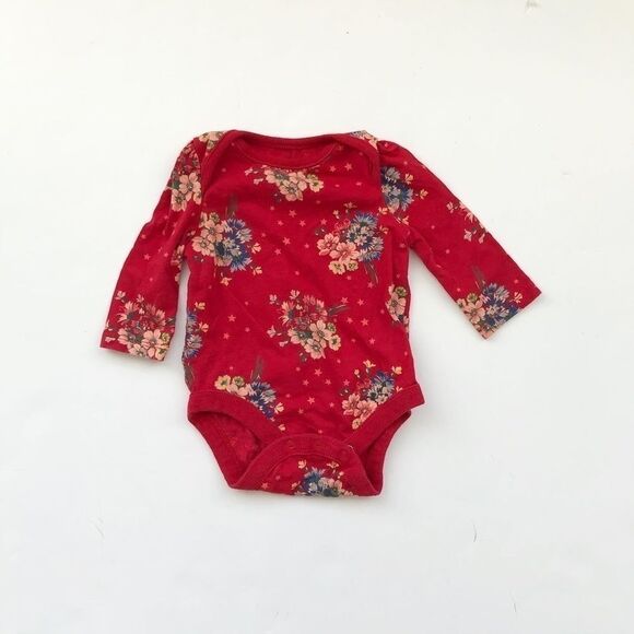 Babygap red floral diaper shirt EUC 3-6 months - Picture 1 of 2